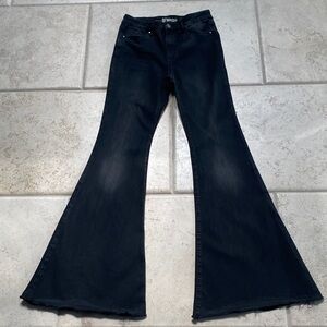 Rewash Black High-Rise Flare Wide-Leg Jeans